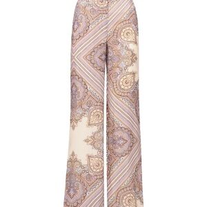 Veronica Beard Cream and Purple Paisley Trousers